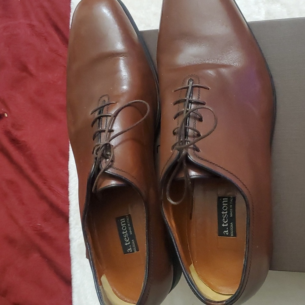 A.TESTONI Size 9 Caramel Solid Leather Lace Up Dress